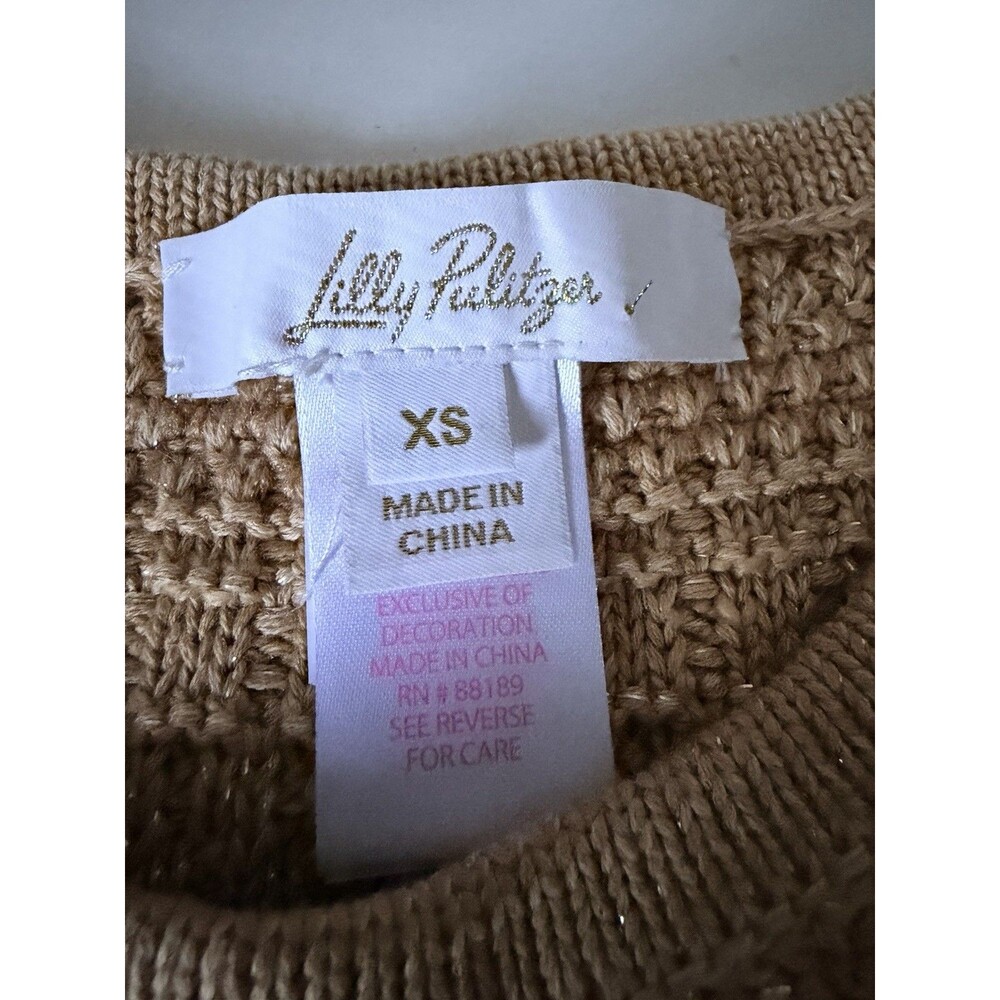Lilly Pulitzer Rhysa Bow Accent Sweater Dress Rattan Metallic Marl Size XS NWOT - Picture 3 of 8